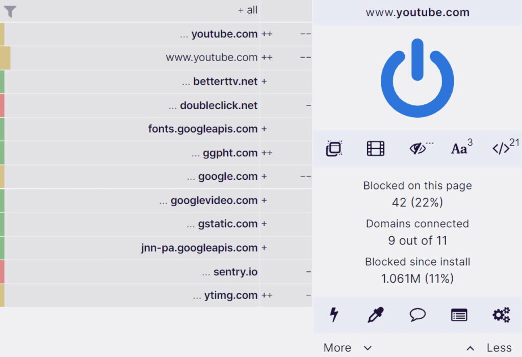 uBlock Origin interface
